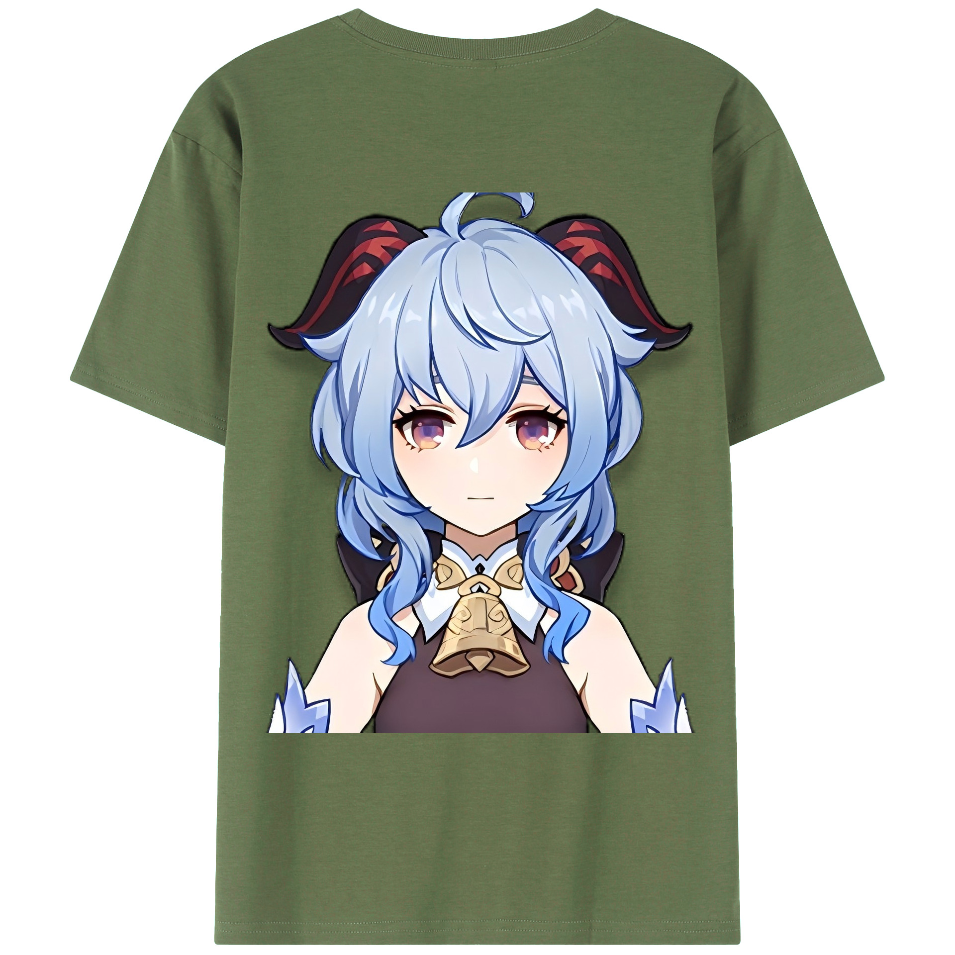 げんし神 甘雨 かんう genshin Ganyu 綿100％ メンズ半袖Tシャツ（バックプリント） 通気性